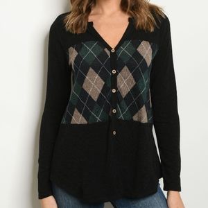 Layered Look Pullover Sweater Printed